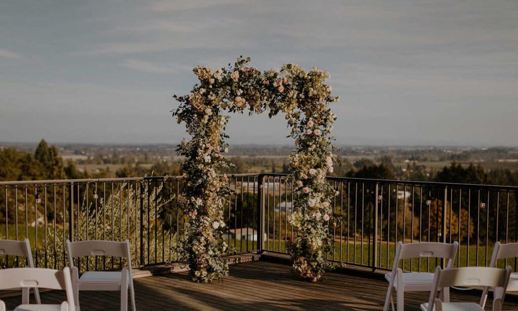 winery wedding floral arch design